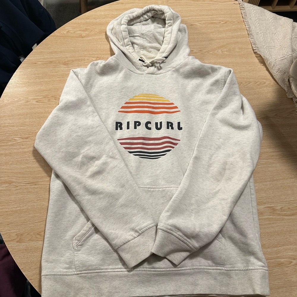 Rip Curl Beige Hoodie with Multicolor Logo
